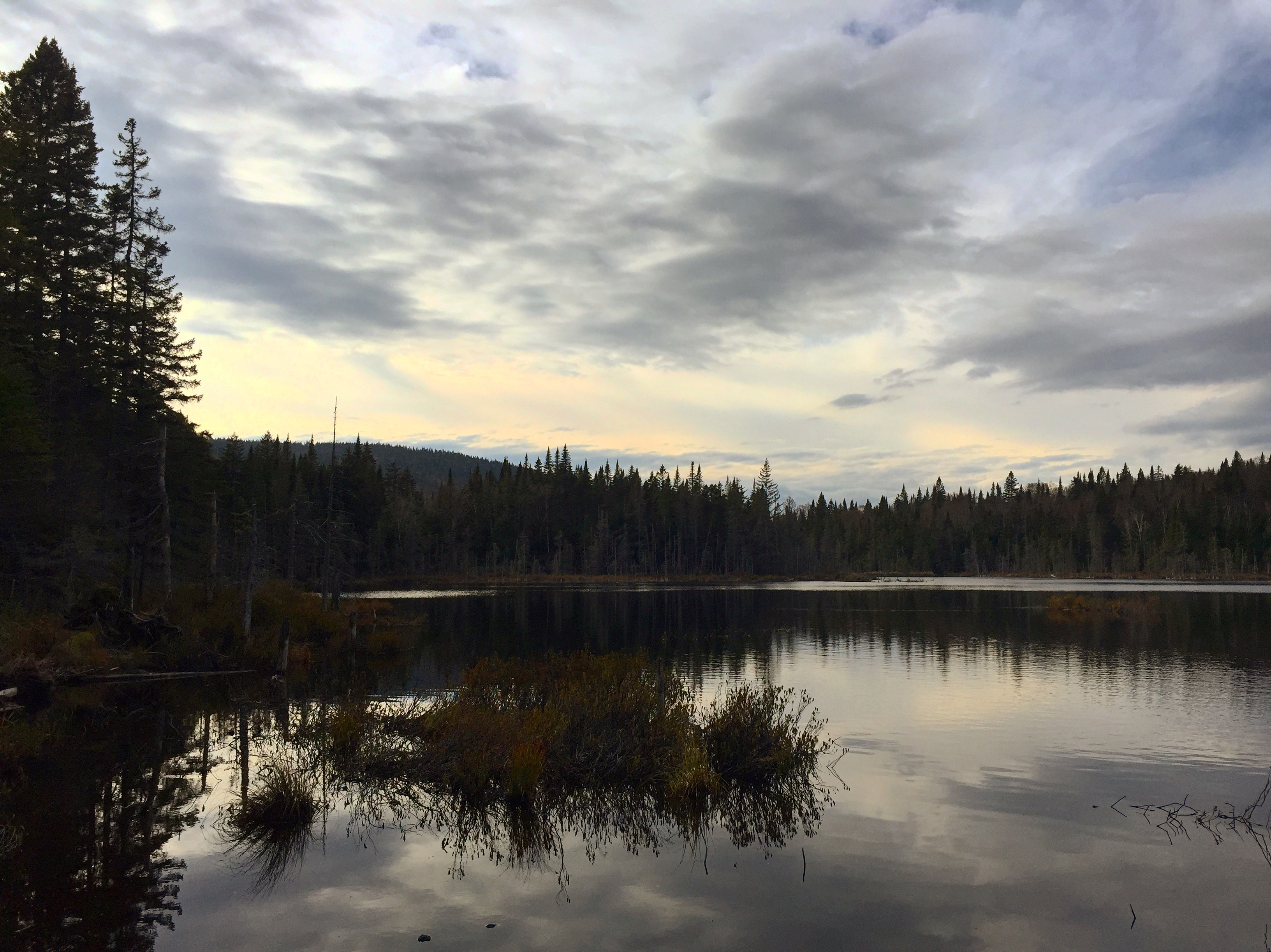 A photo of Lac Lézard at sunset.